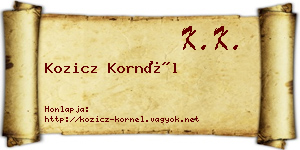 Kozicz Kornél névjegykártya