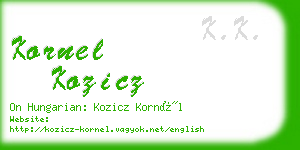 kornel kozicz business card